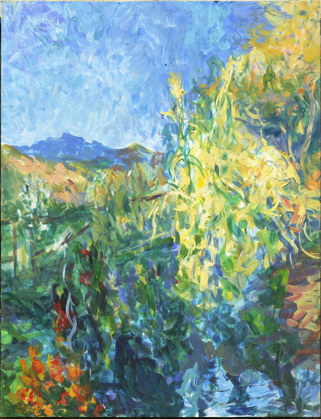 2014 Sweet corn & haricot Tarbais in the potager Oct 159x122cm oil board Atkins